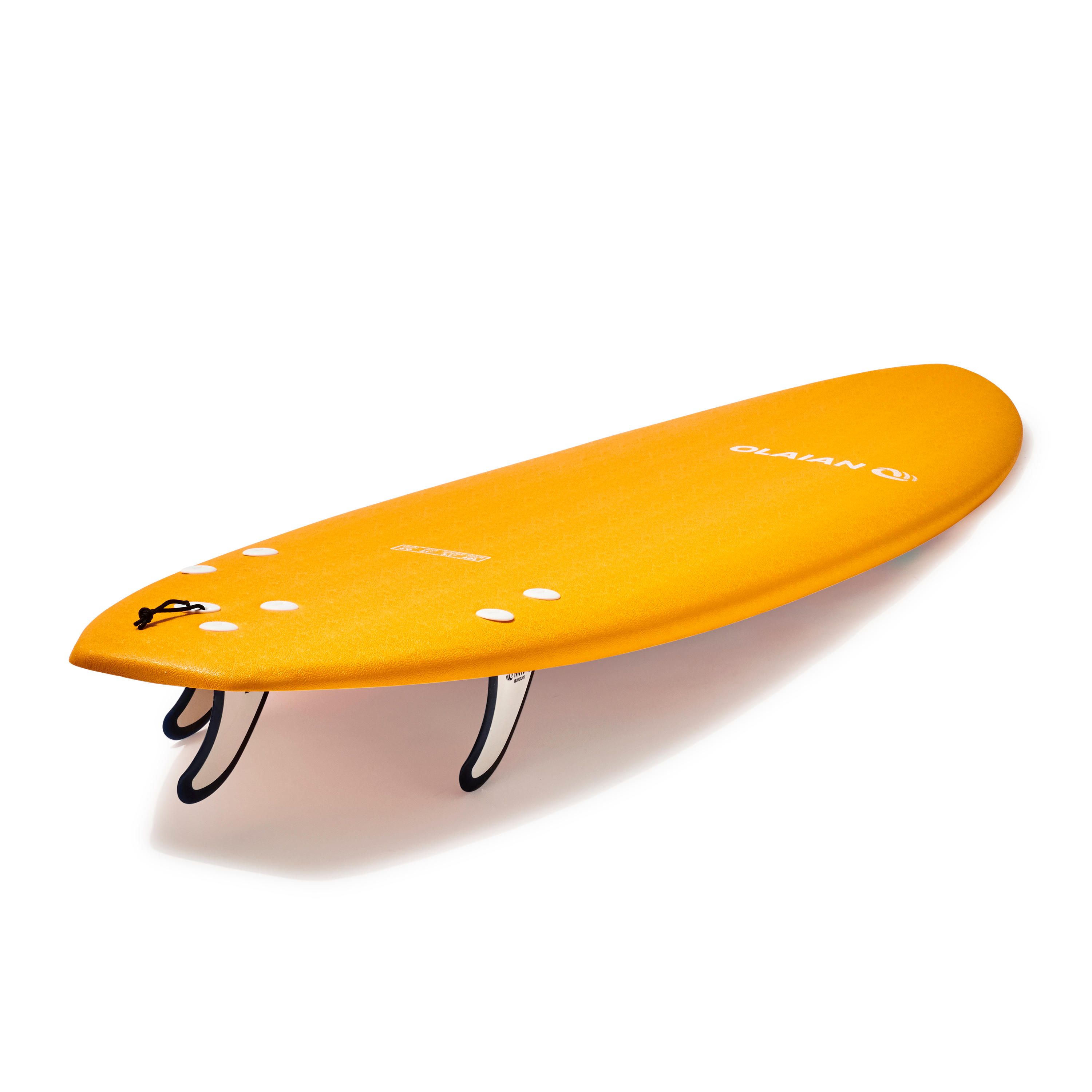 PRANCHA DE SURF ESPUMA 500 6'. Inclui 1 leash e 3 quilhas.