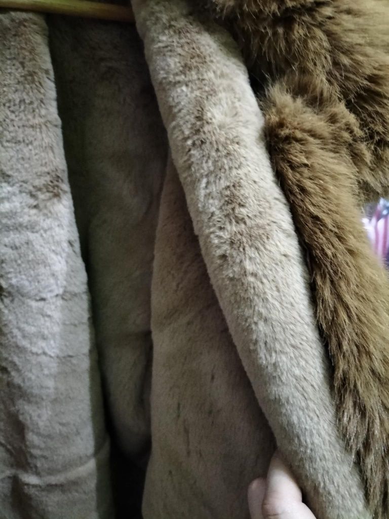 Cudna kurtka futro Xl pachy 60x2 Camel skóra eko