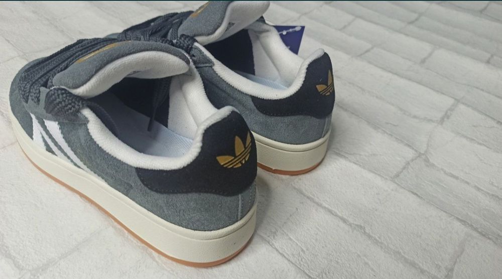 Кроссовки adidas campus серые с чёрным 815-14