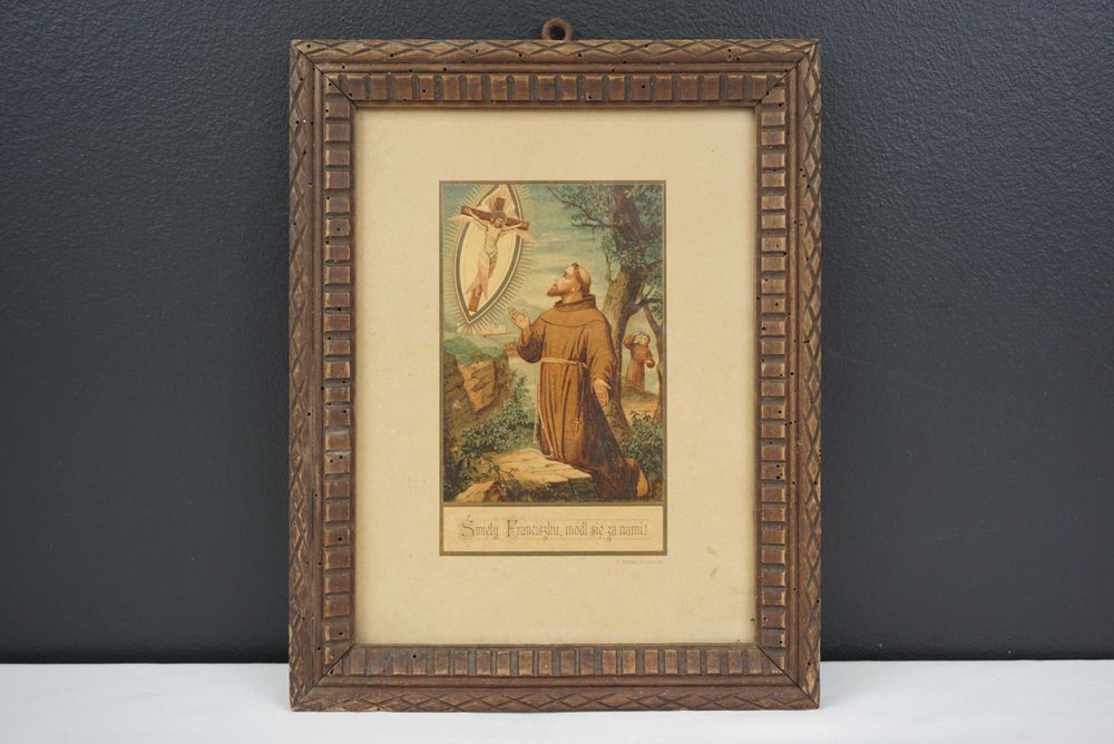 Zabytkowy obrazek oleodruk Św. Franciszek