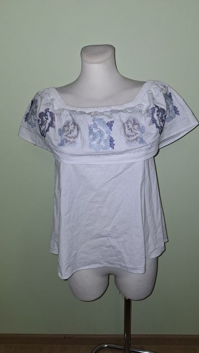 Bluzka odkryte ramiona Vintage haft M/L