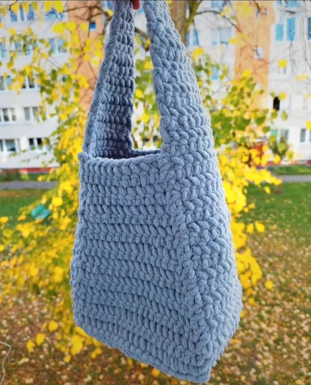 Pluszowa torba trapezowa, ręczne robioną