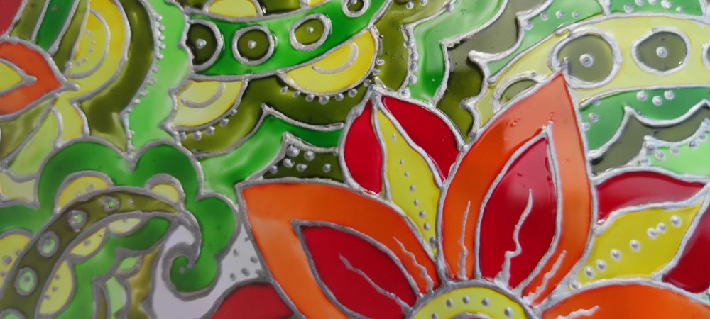 Тортниця. Блюдо для пирогів. Авторський вітражний розпис. Handmade