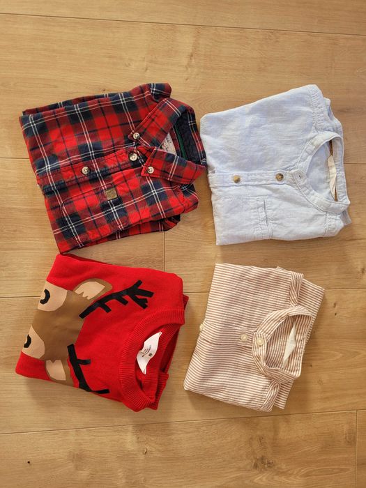 Zestaw ubranek chłopięcych koszule sweterek świąteczny r. 98