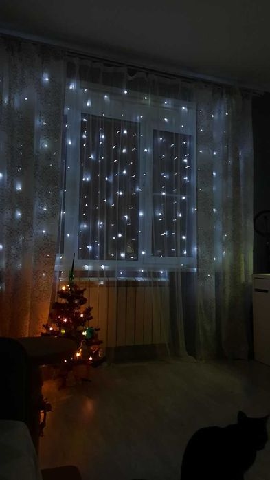 Гірлянда хвойна лапа, мішура. Пульт з режимами. Тепле холодне світло