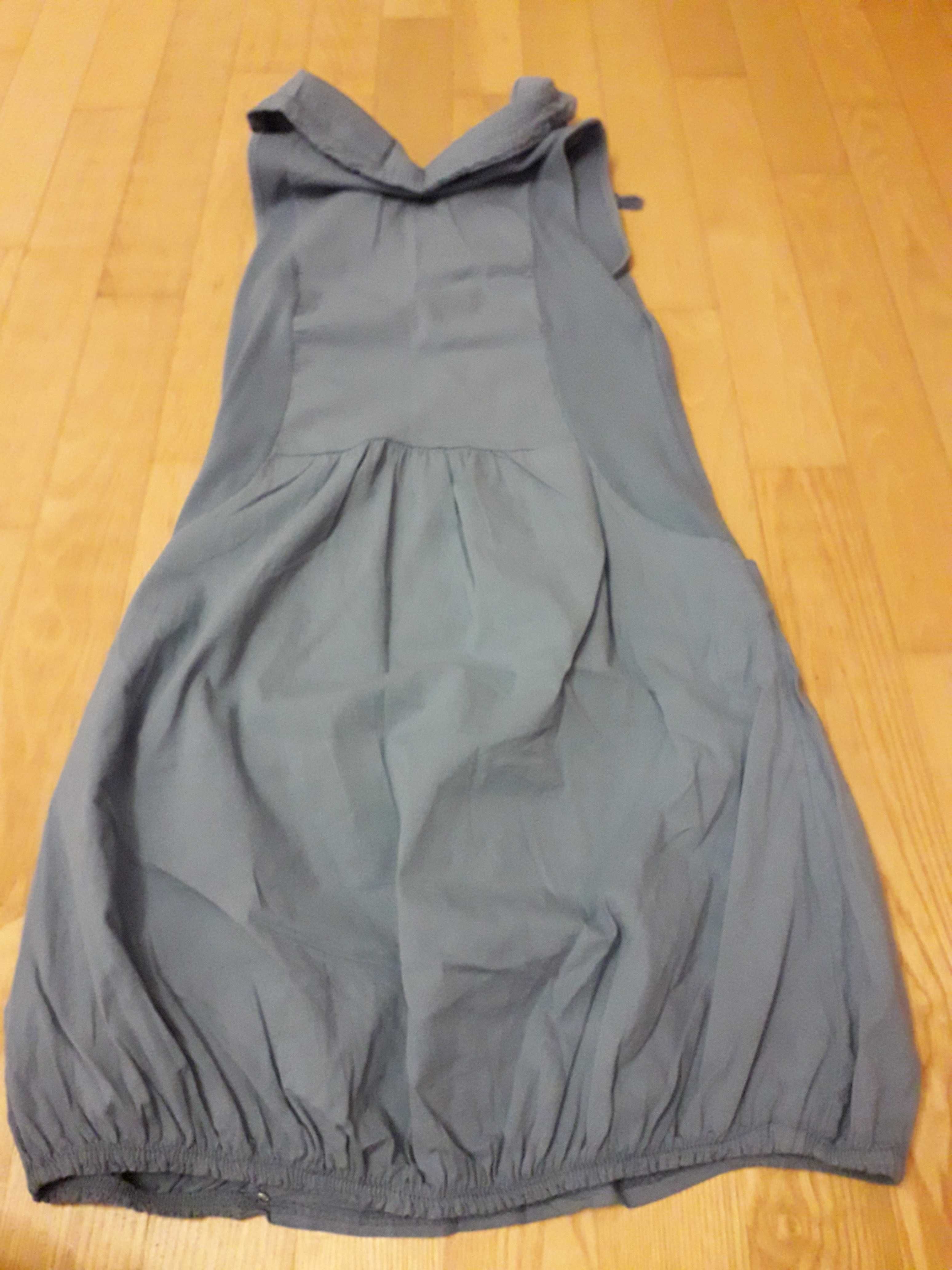Sukienka tunika roz. 34-36 bawełniana niebieska z koronką i zamkiem