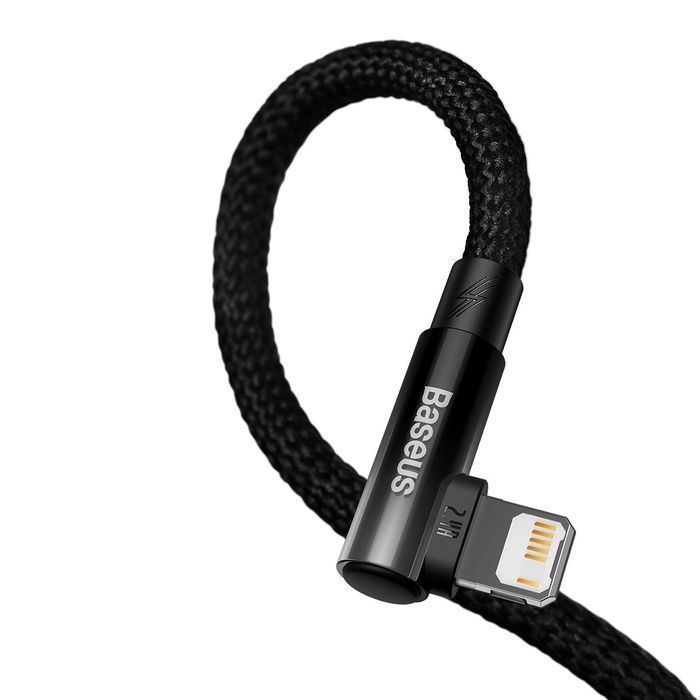 Kabel USB do Telefonu Baseus Mvp 2 Elbow 2M 2.4A Nylon Czarny