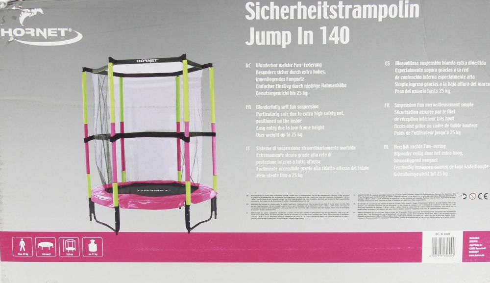 TRAMPOLINA 140cm HUDORA dla dzieci do pokoju PINK