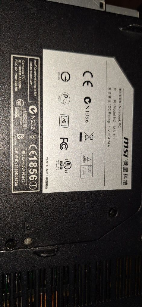 laptop msi  16g5