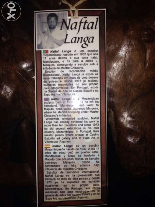 Escultura em madeira naftal langa