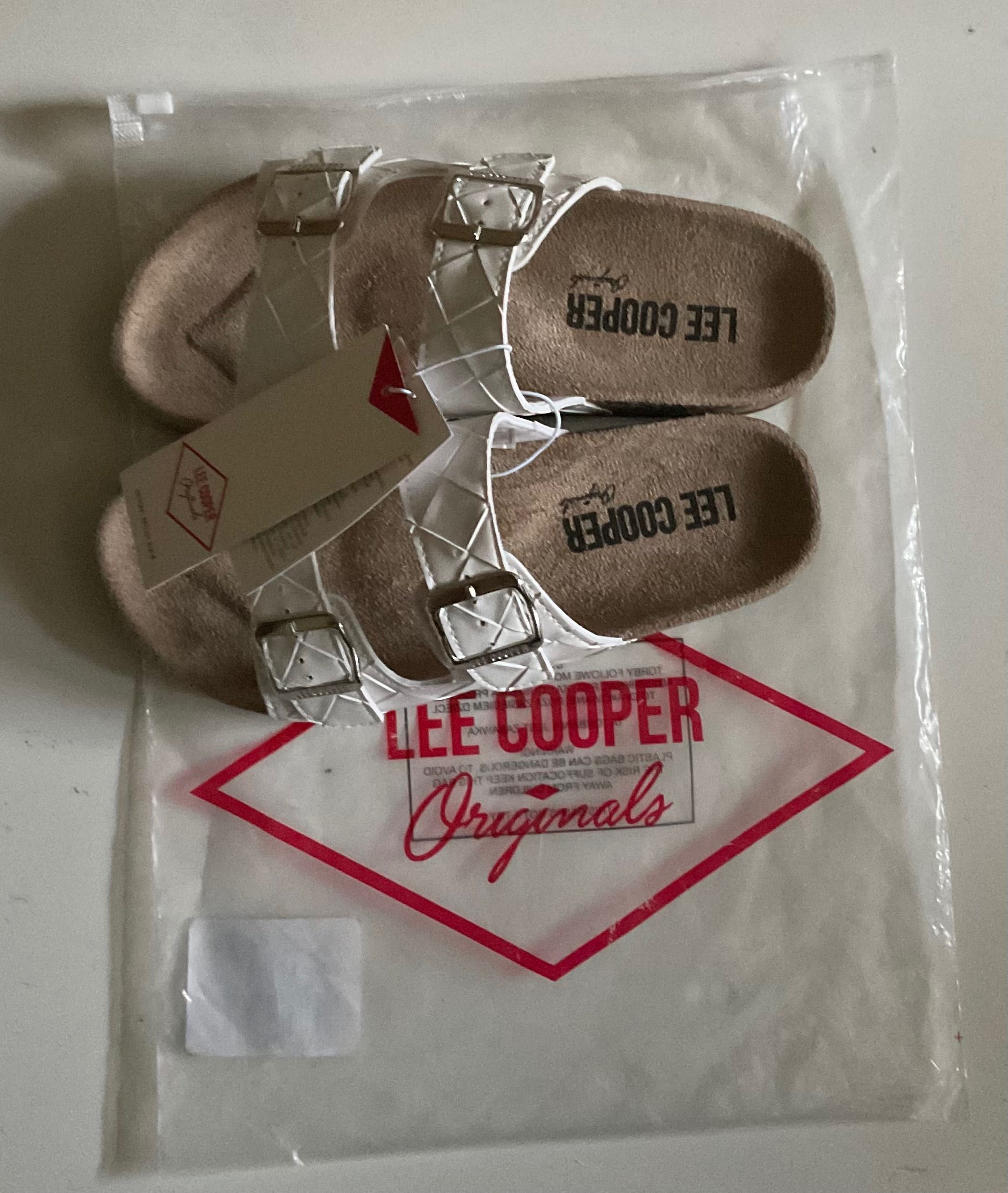 Lee Cooper klapki damskie białe na korku rozmiar 37 nowe