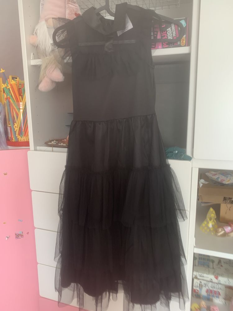 Sukienka czarna jak dla Wendesday rozmiar 117-128