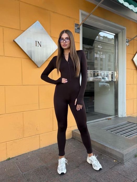 Комбинезон облегающий лосины рубчик