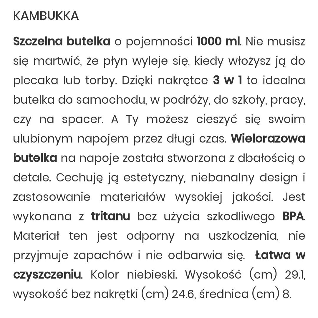 Butelka tritanowa KAMBUKKA Elton litrowa