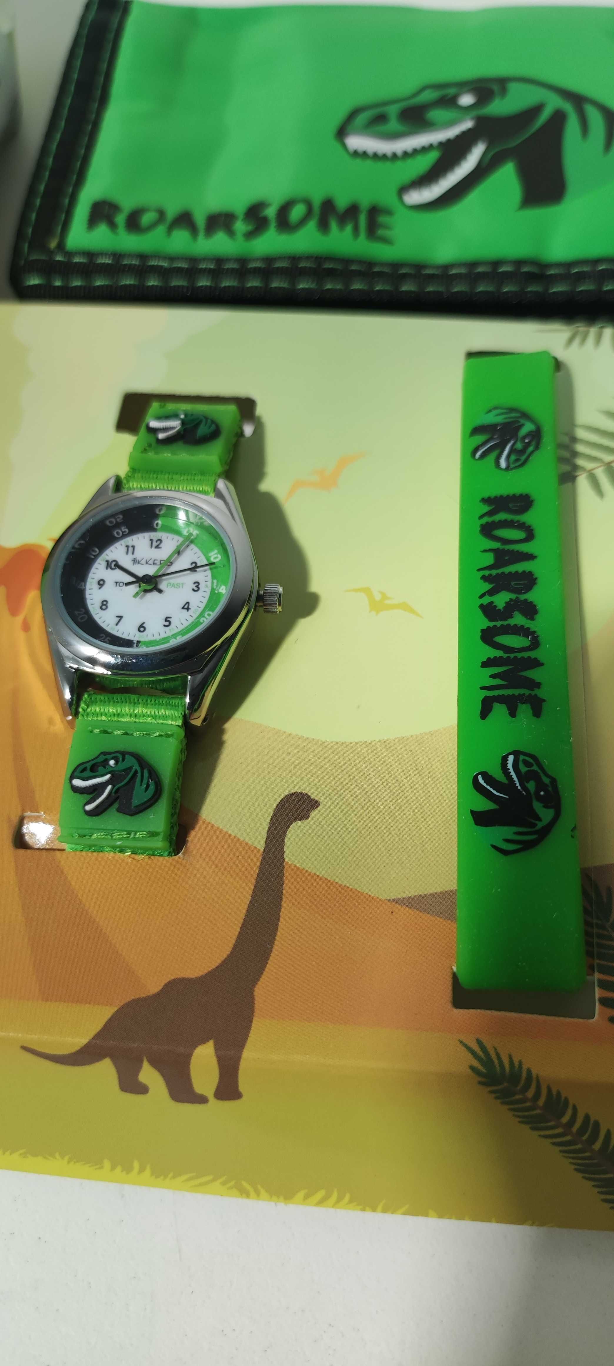 Tikkers komplet dla chłopca zegarek opaska portfel Dinozaur