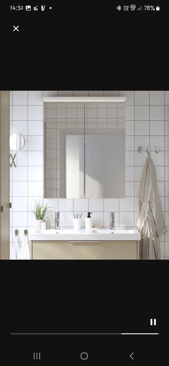 Szafka lustrzana lettan ikea 60 stan bdb