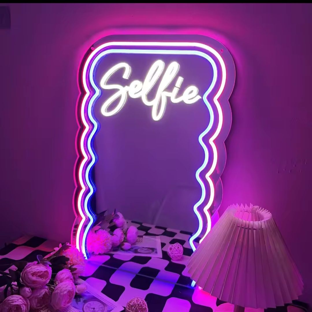 Selfie LED lustro neon nowe mega