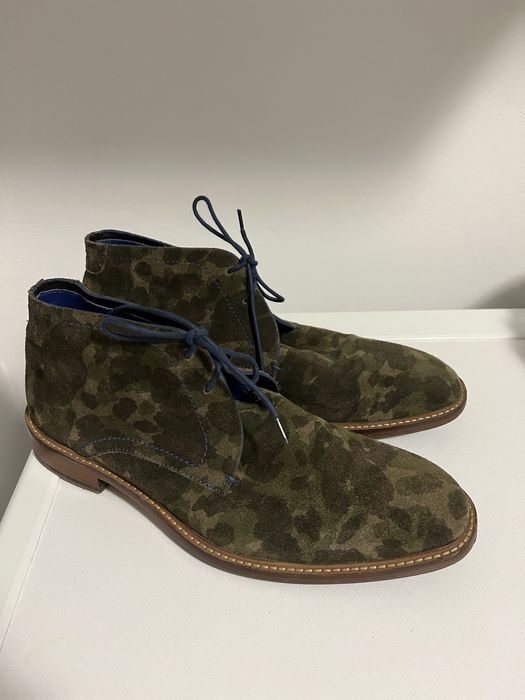 Zielone khaki moro zamszowe męskie sztyblety botki Ted Baker roz. 42