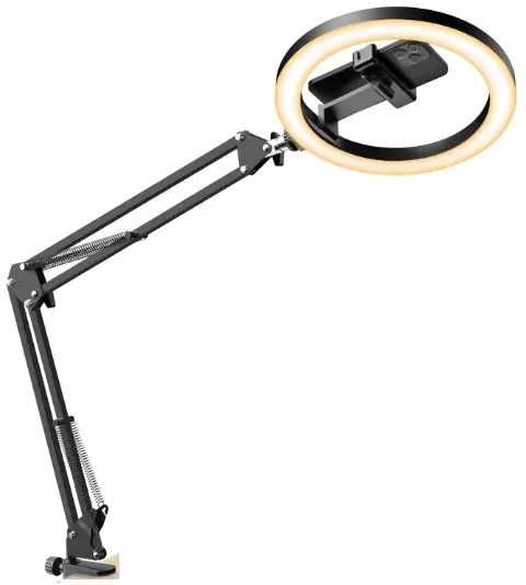 Lampa pierścieniowa led ring makijaż statyw selfie na blat stół biurko
