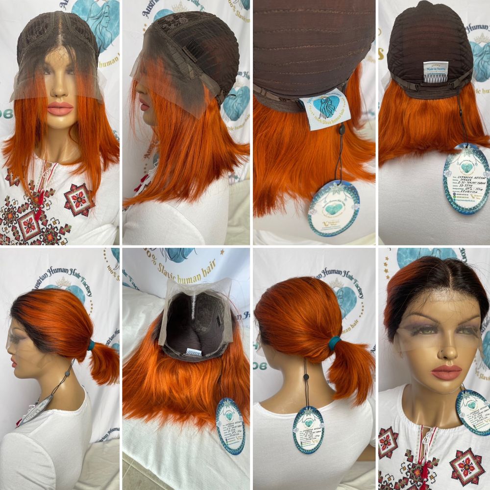 Натуральный парик детские рыжие волосы имитация кожи