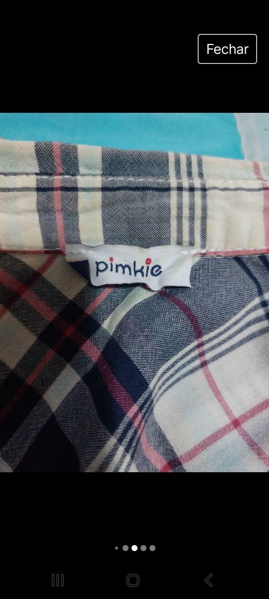 Camisa mulher padrão aos quadrados tamanho S