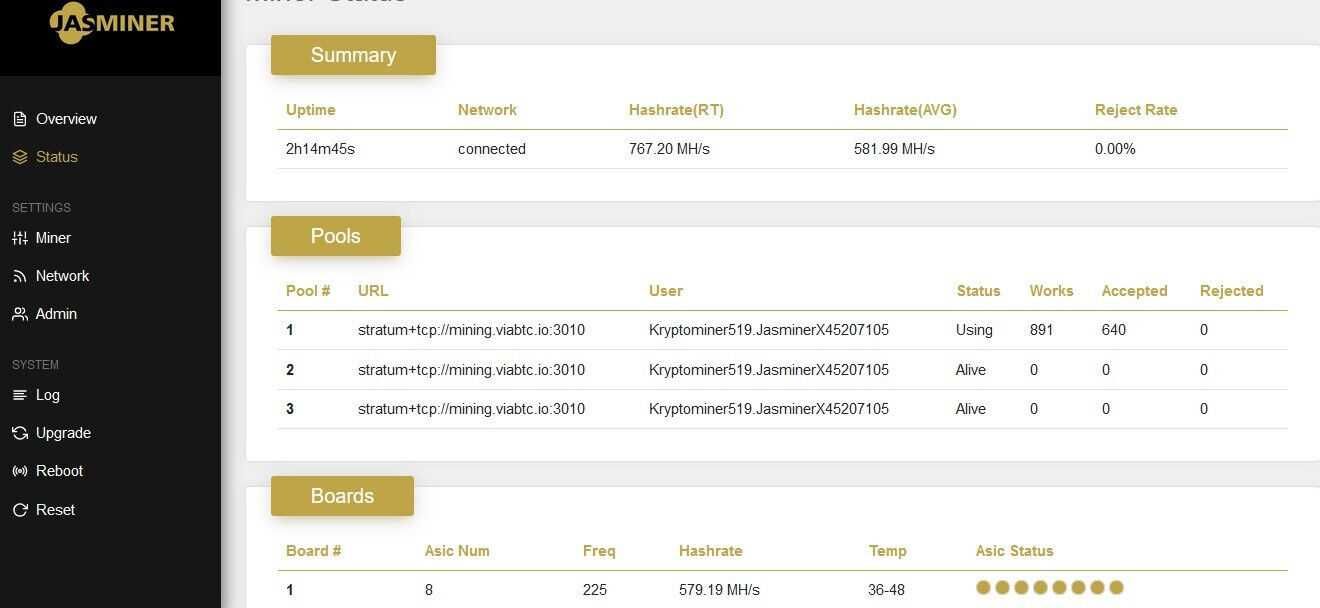 Jasminer X4 1U ETC Miner 520MH/s 240W ETC