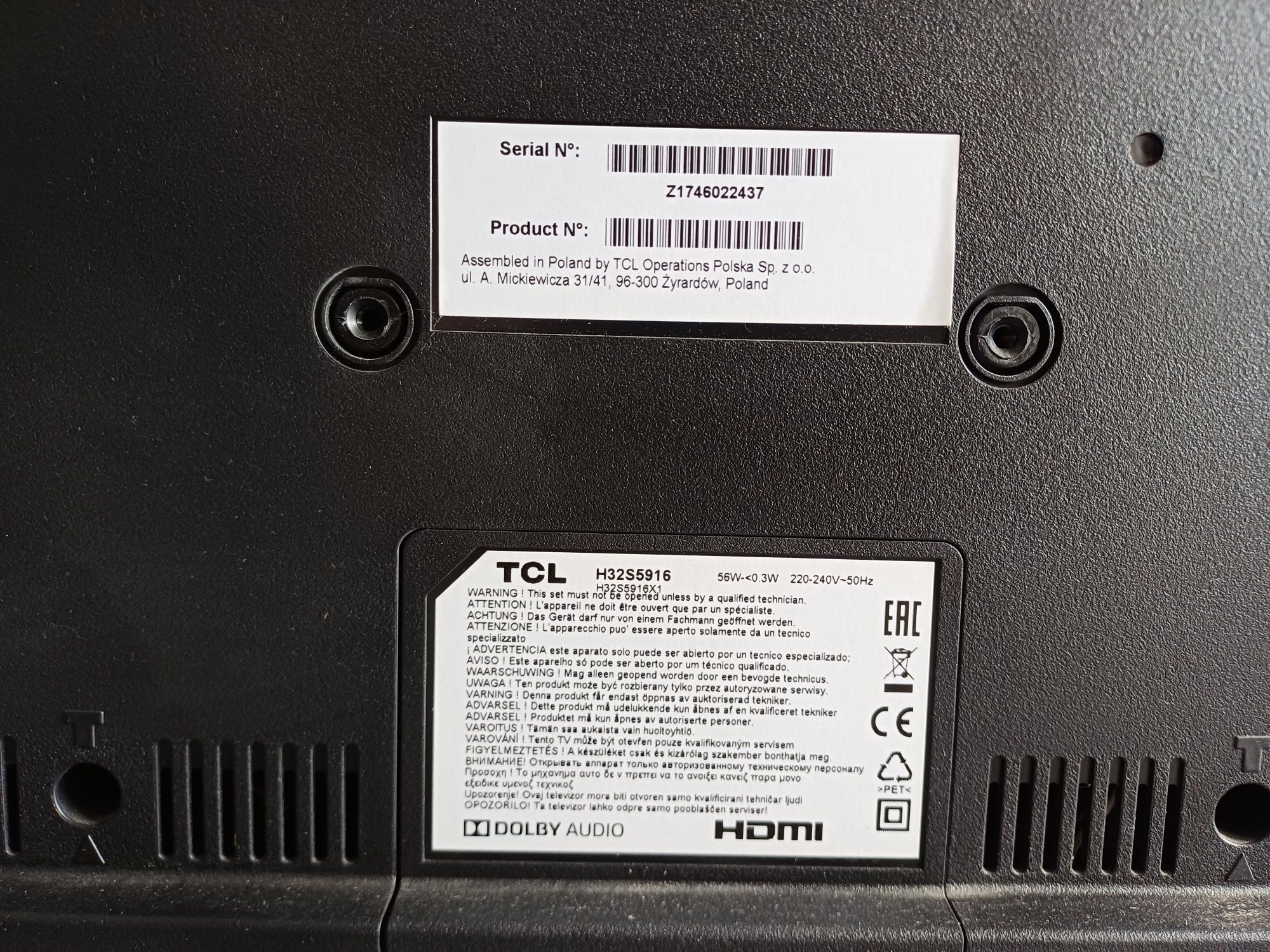 Telewizor TCL H32S5916