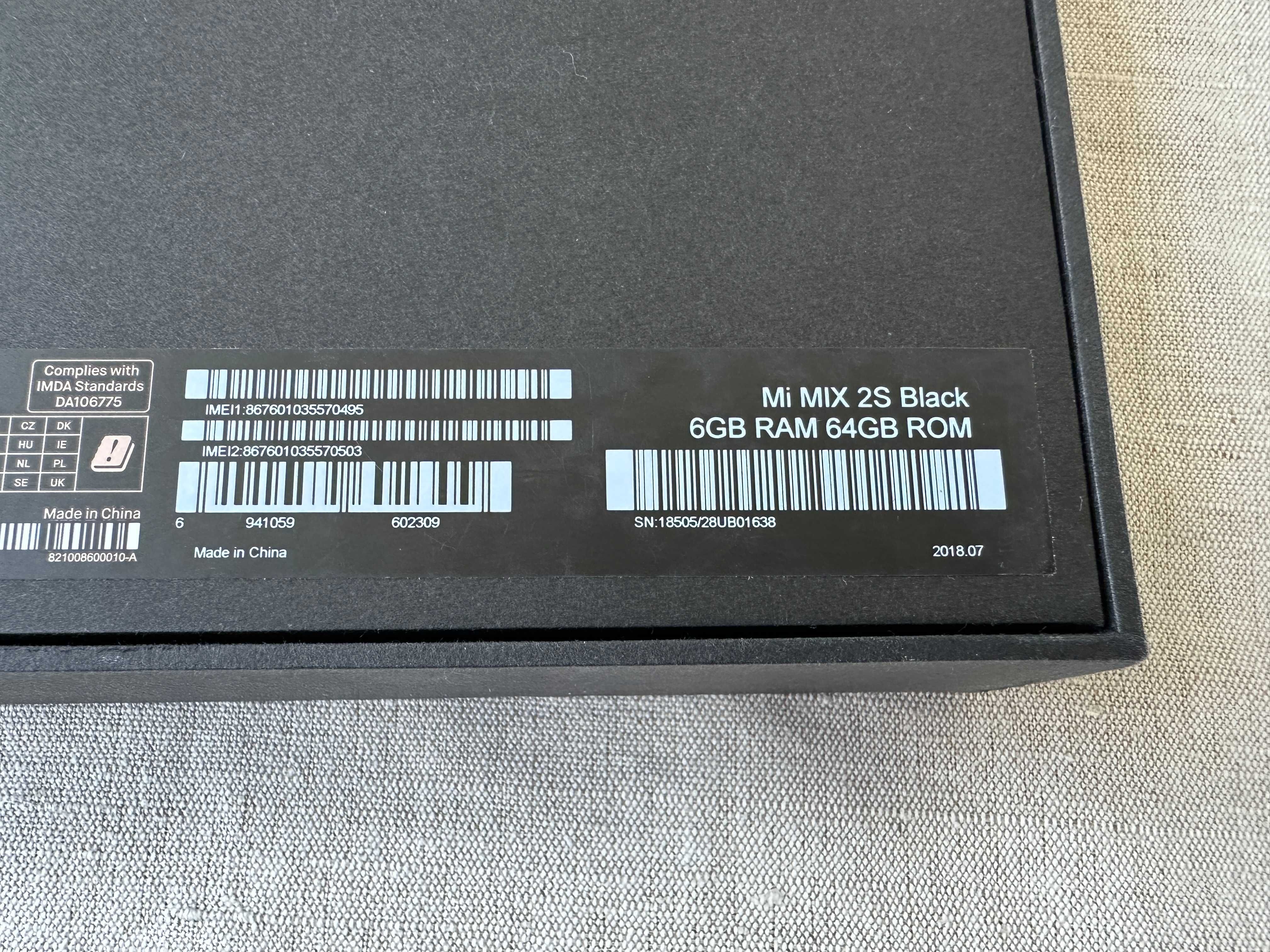 Pudełko, opakowanie Xiaomi Mi MIX 2S + przejściówka USB-C/minijack