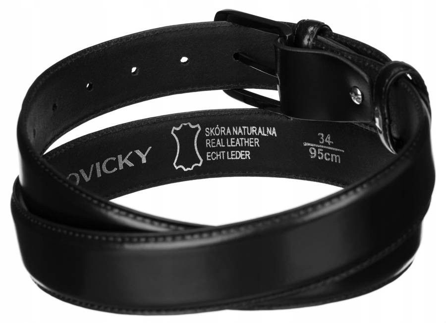 szeroki, skórzany pasek męski z tradycyjną klamrą - rovicky
