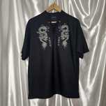 vintage czarna koszulka t-shirt ze smokami alternative tattoo y2k 00s