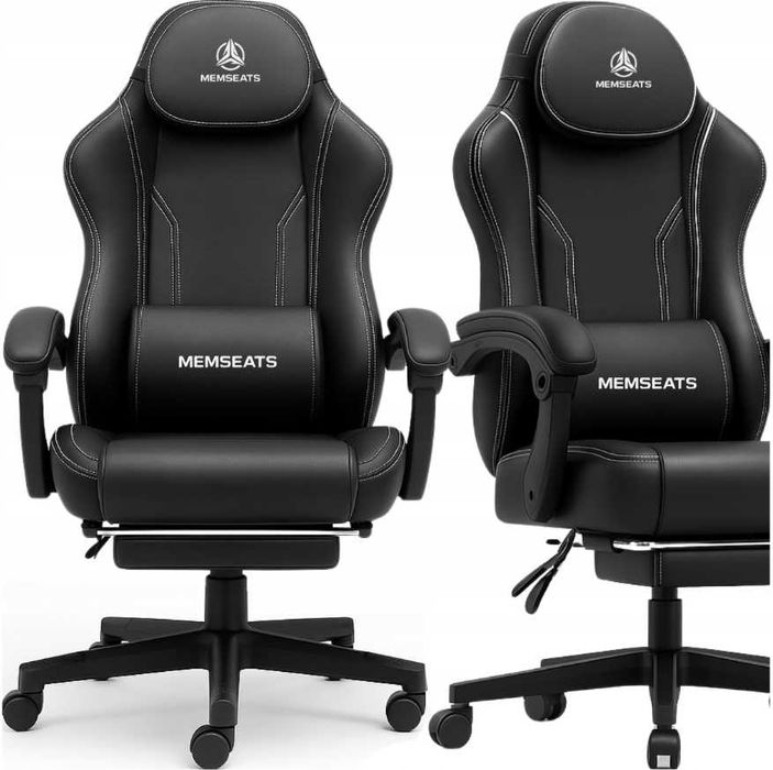 Nowy Fotel Gamingowy Pikowany Premium Biurowy Obrotowy Podnóżek +Masaż