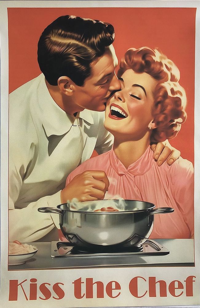 Gobelin na płótnie HD/Obrazek/Vintage Funny Cooking/Happy Houswife