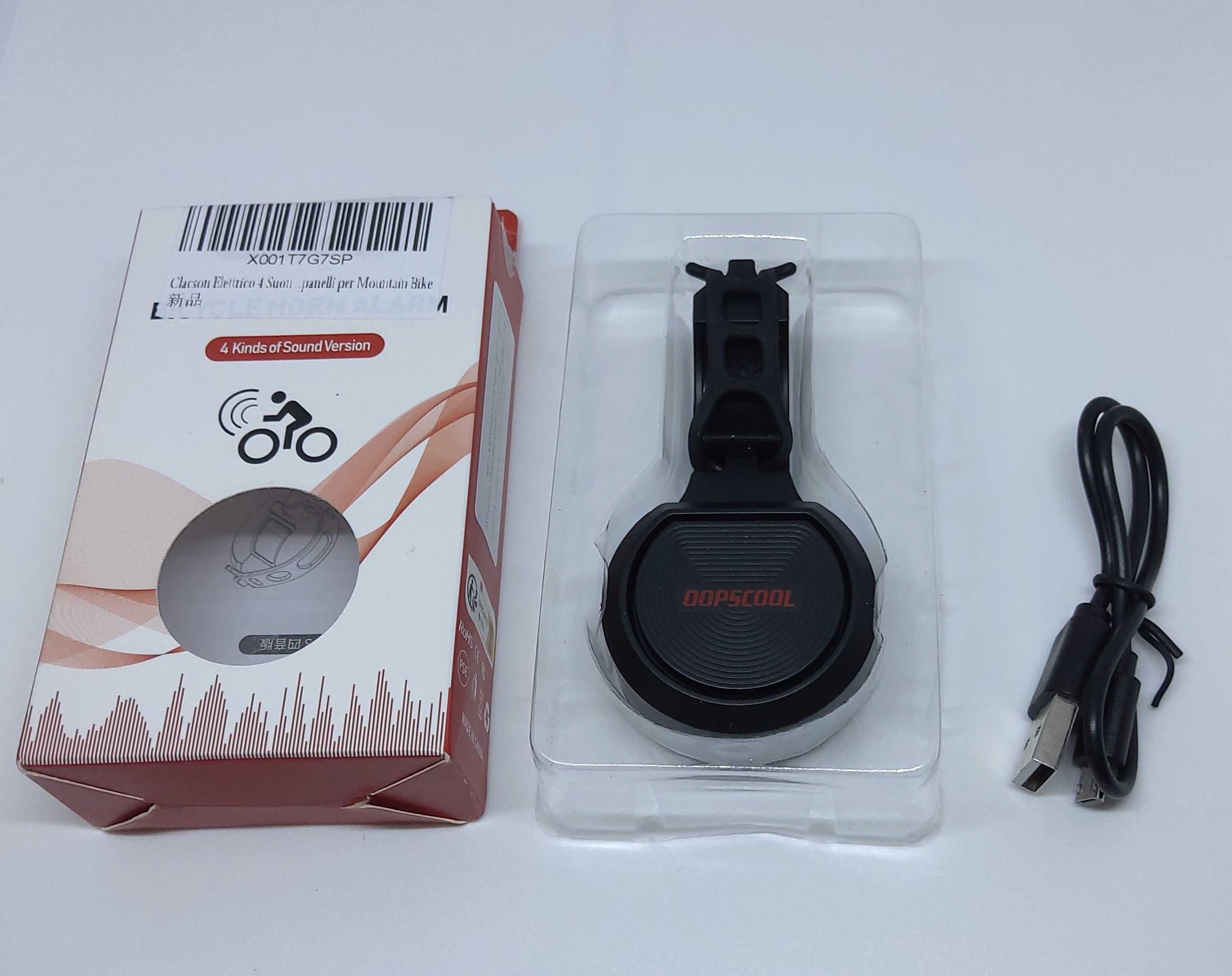Dzwonek elektroniczny alarm rowerowy Dopscool USB komplet