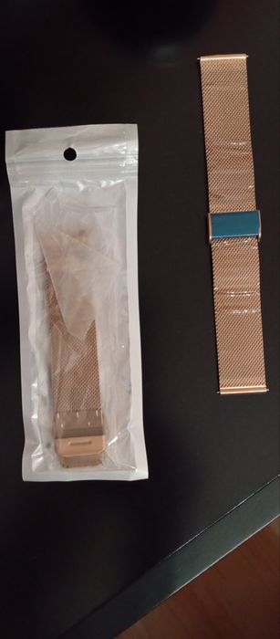 Pulseira de aço inoxidável rosa metalizado