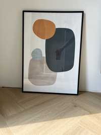 DESENIO geometeic plakat obraz abstract musztardowo szary 50x60 xl