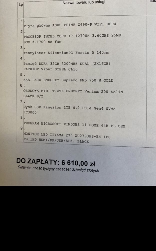 Komputer stacjonarny 32RAM intel I7(info na zdj)