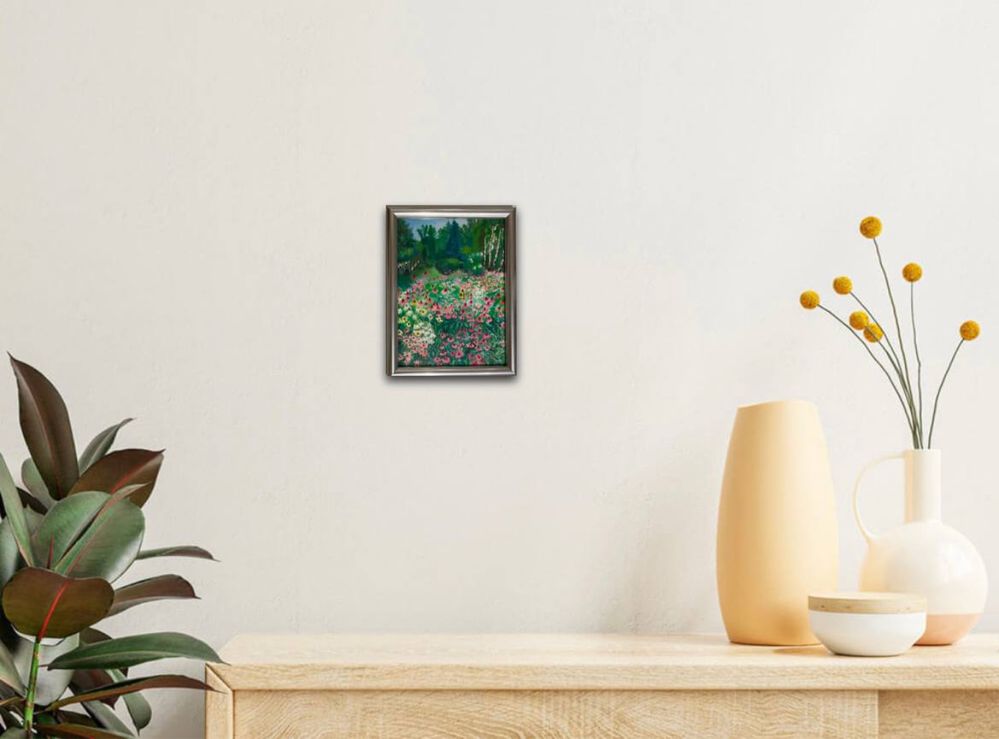 Картина «Цвітуть ехінацеї». Літній пейзаж з квітами