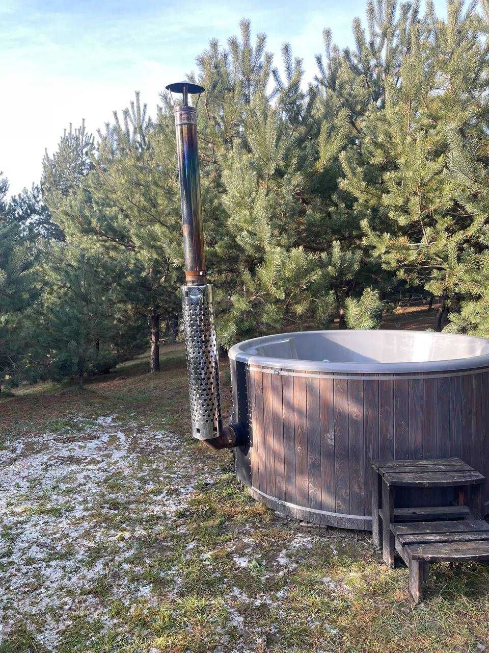 Банний чан з пічкою на дрова. Купіль з гідромасажем.