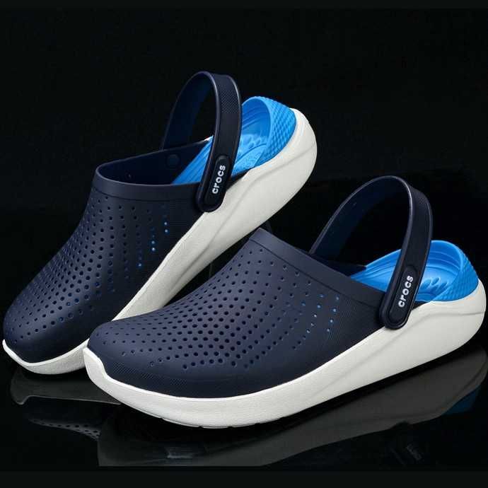 Crocs LiteRide Clog 36-45 Мужские кроксы синие c желтым