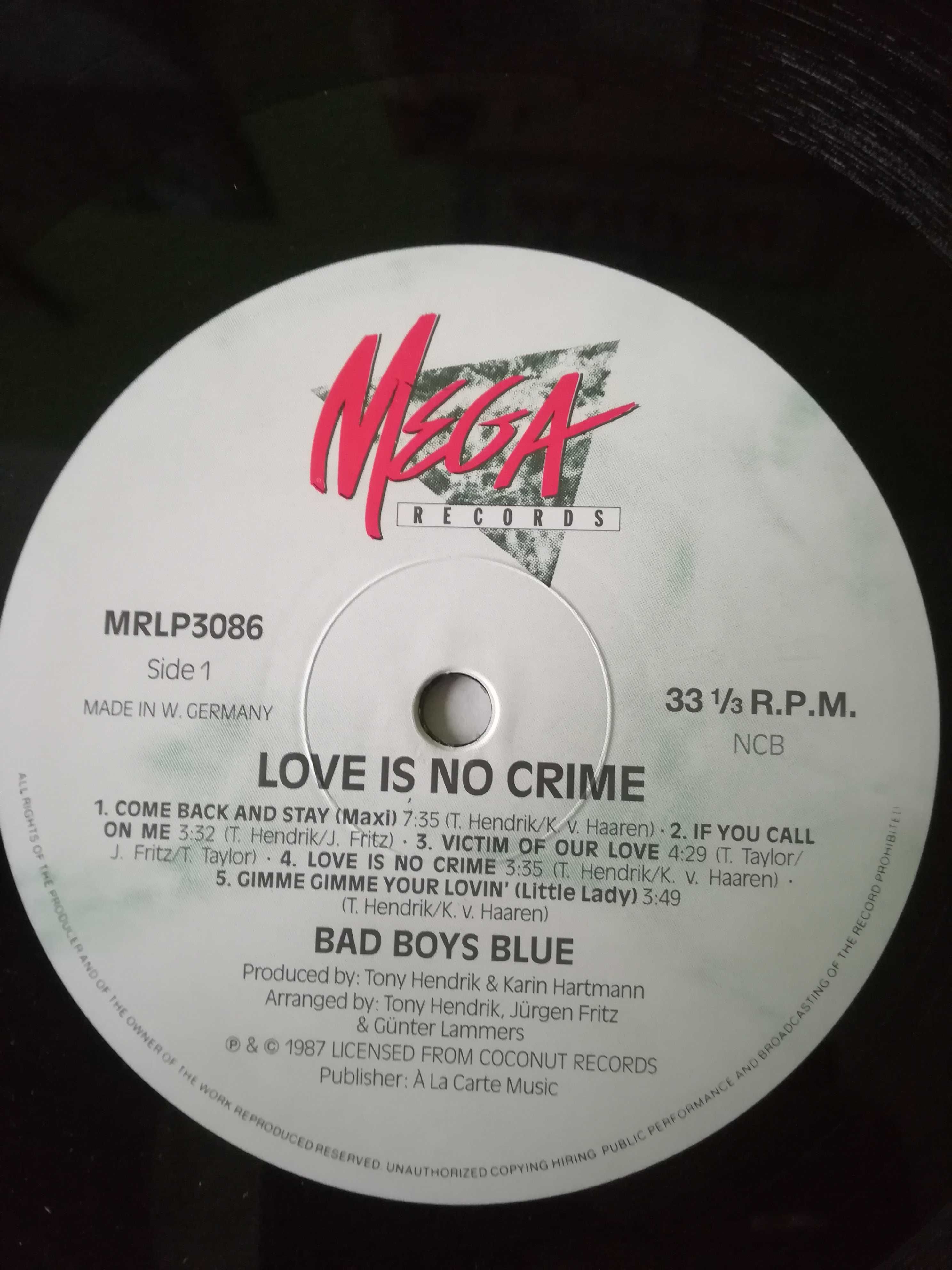 Bad Boys Blue Love Is No Crime winyl pierw. wyd Skand. 1987 r. EX-