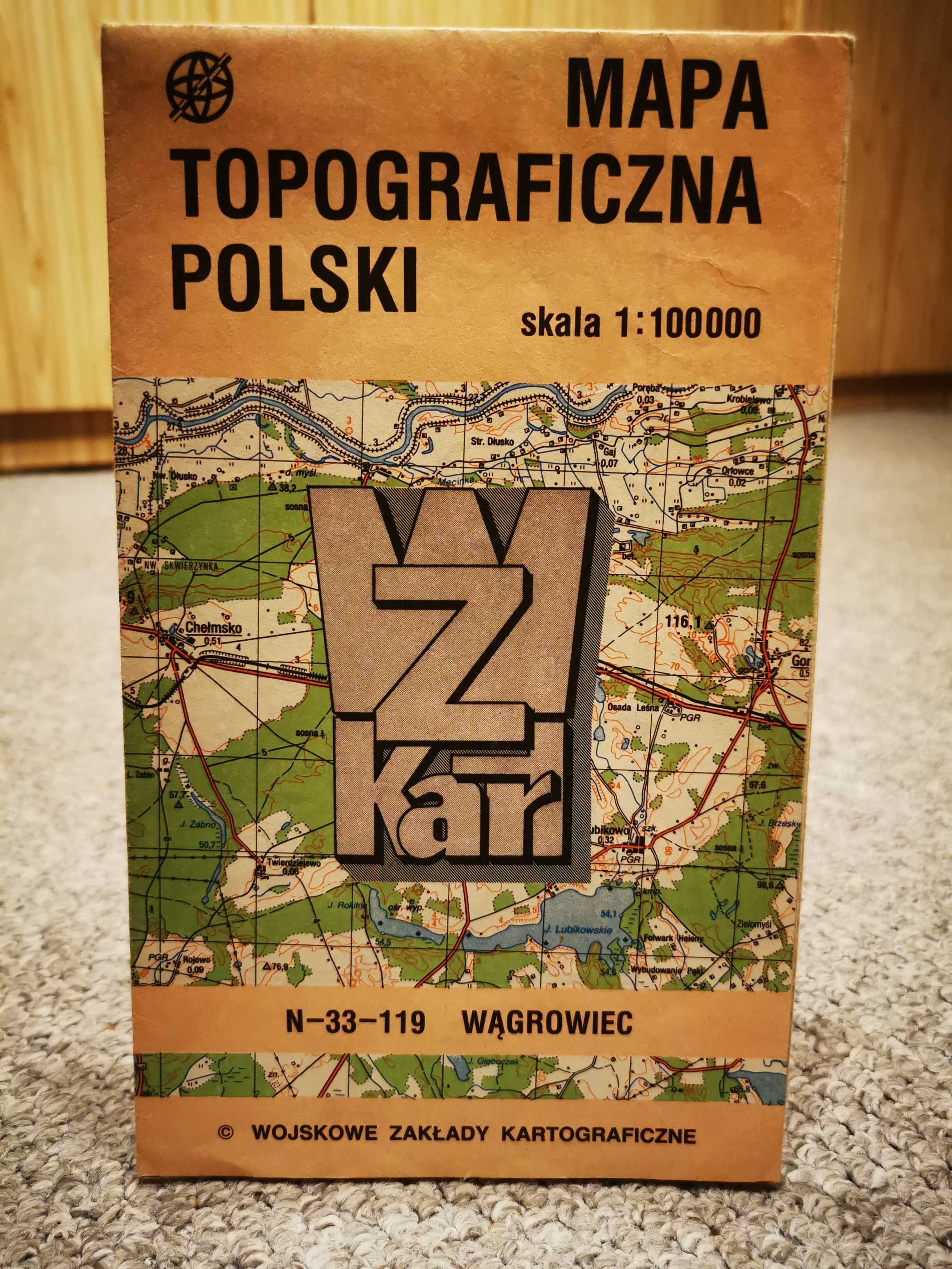 Mapa topograficzna Polski WĄGROWIEC 1:100000 WZKart