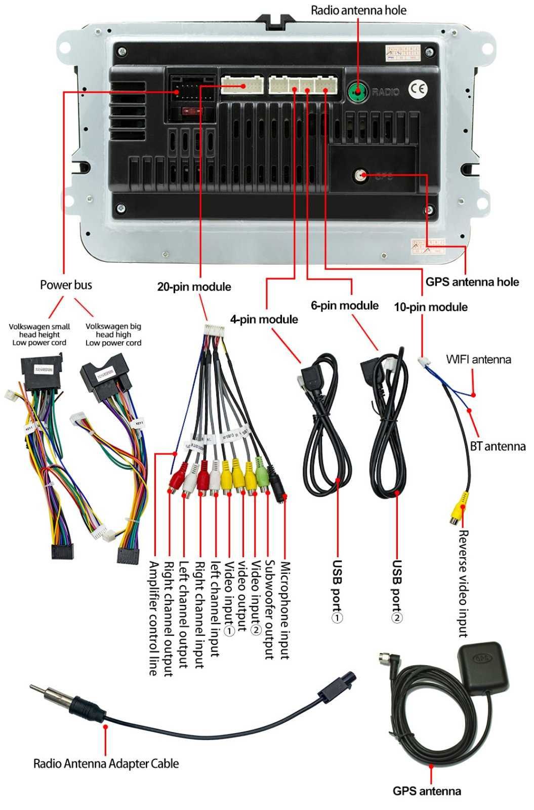 Магнітола 2/32GB CarPlay Android Auto VW Golf 5 6 Passat B6 B7 Skoda