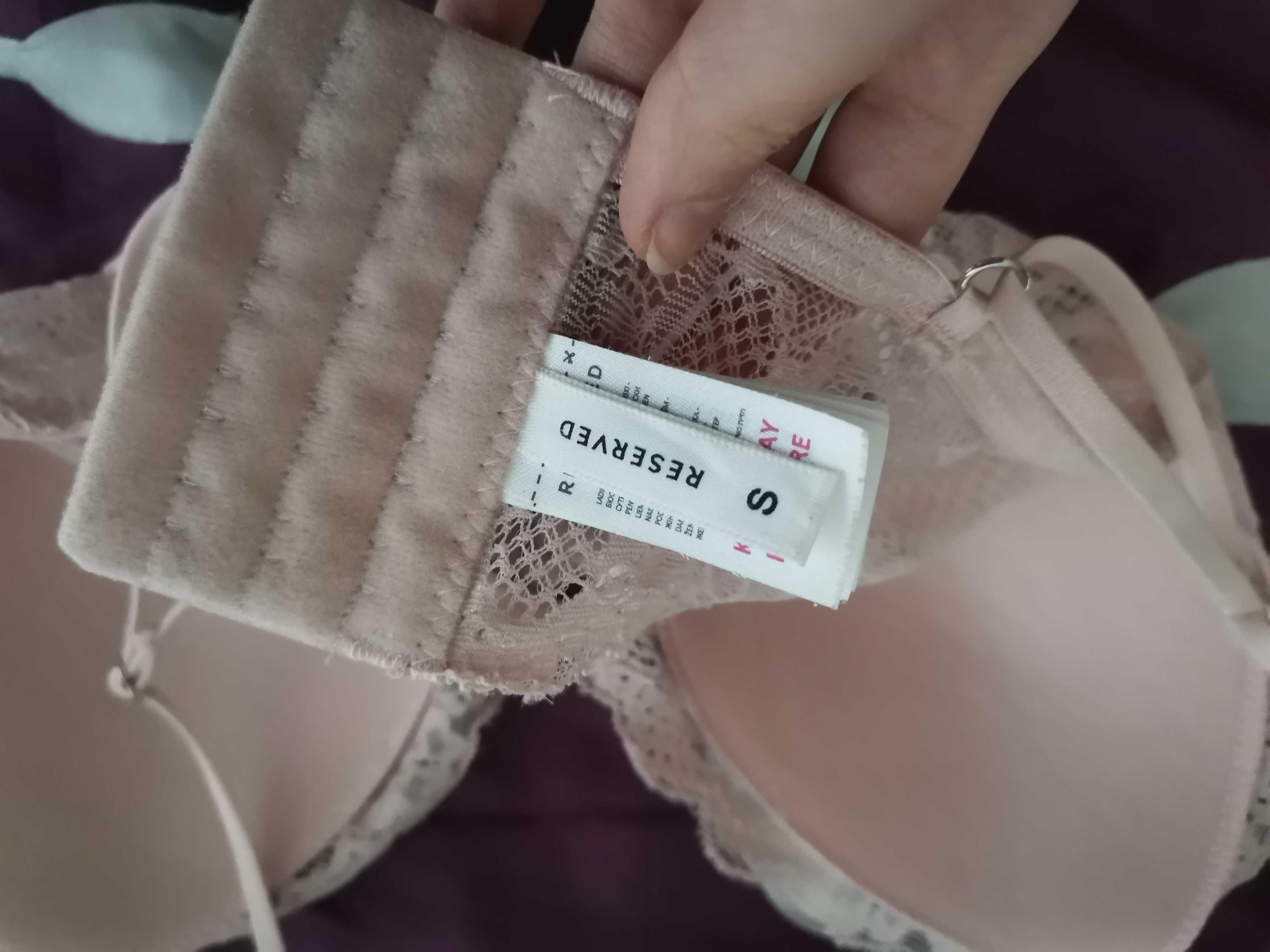 Bralet stanik koronka różowy s