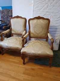 Fotele drewniane rzeźbione ręcznie ludwikowskie