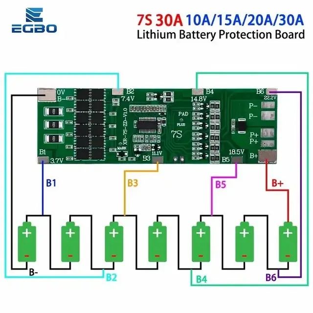 Bms плата 7s30A 29.4v