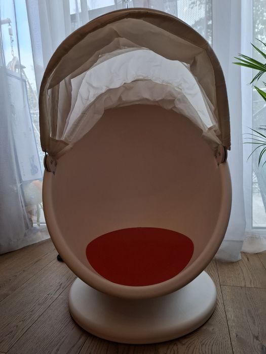 IKEA PS LOMSK Fotel obrotowy dla dzieci biały pomarańcz jajo