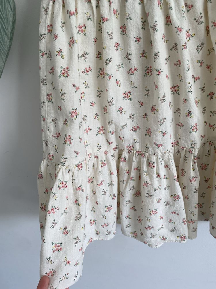 Spódniczka h&m 134 kremowa kwiatki koralowe