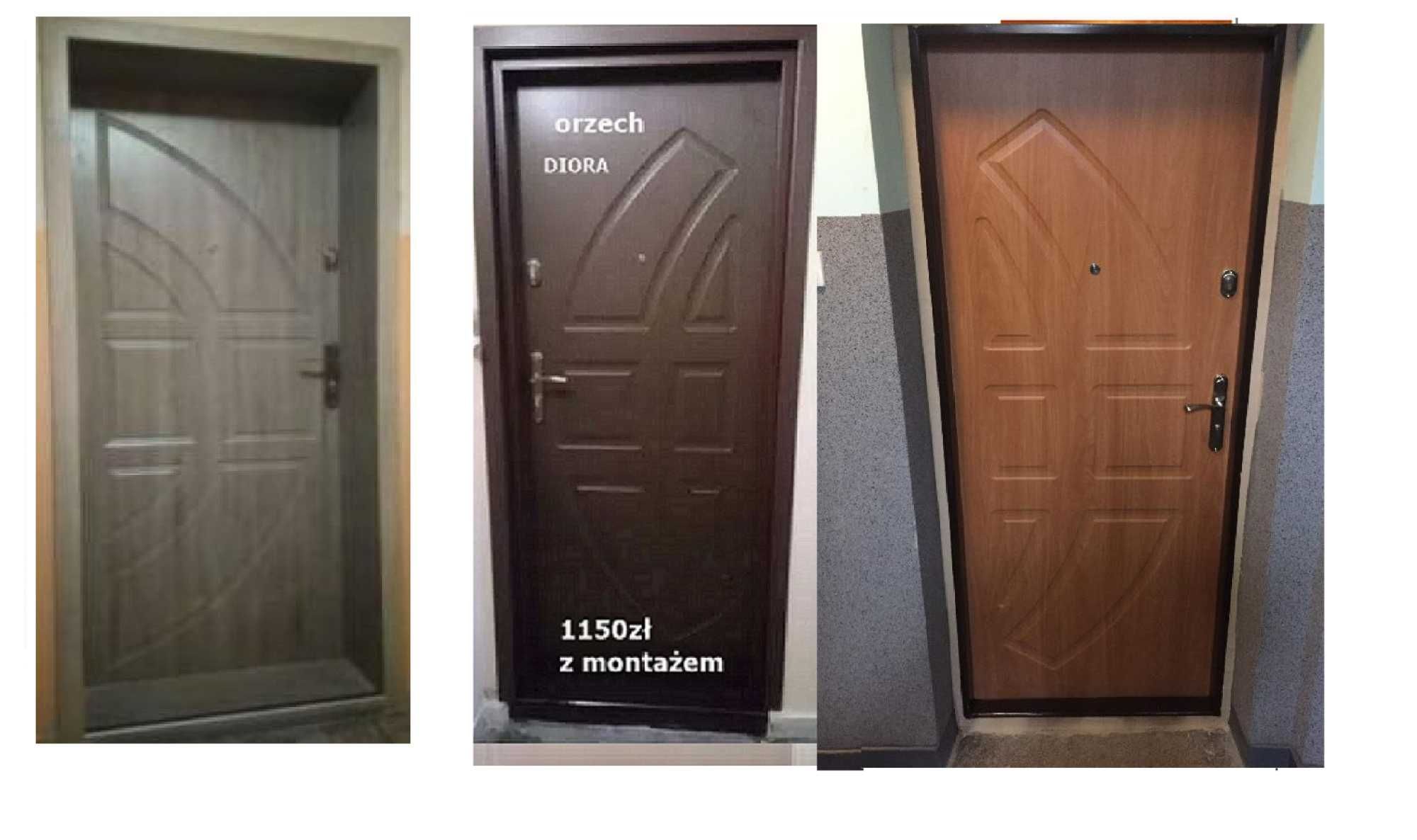 Drzwi do bloku i domu zewnętrzne wejściowe z montażem w zestawie