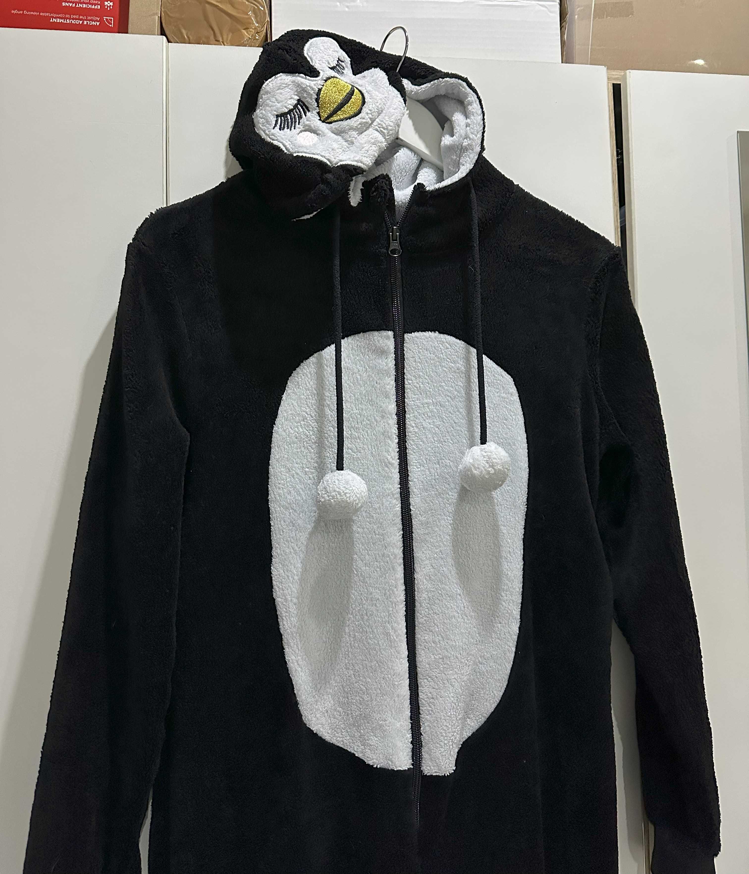 Onesie pajac pingwin M 38 Kappahl na suwak z kapturem pidżama