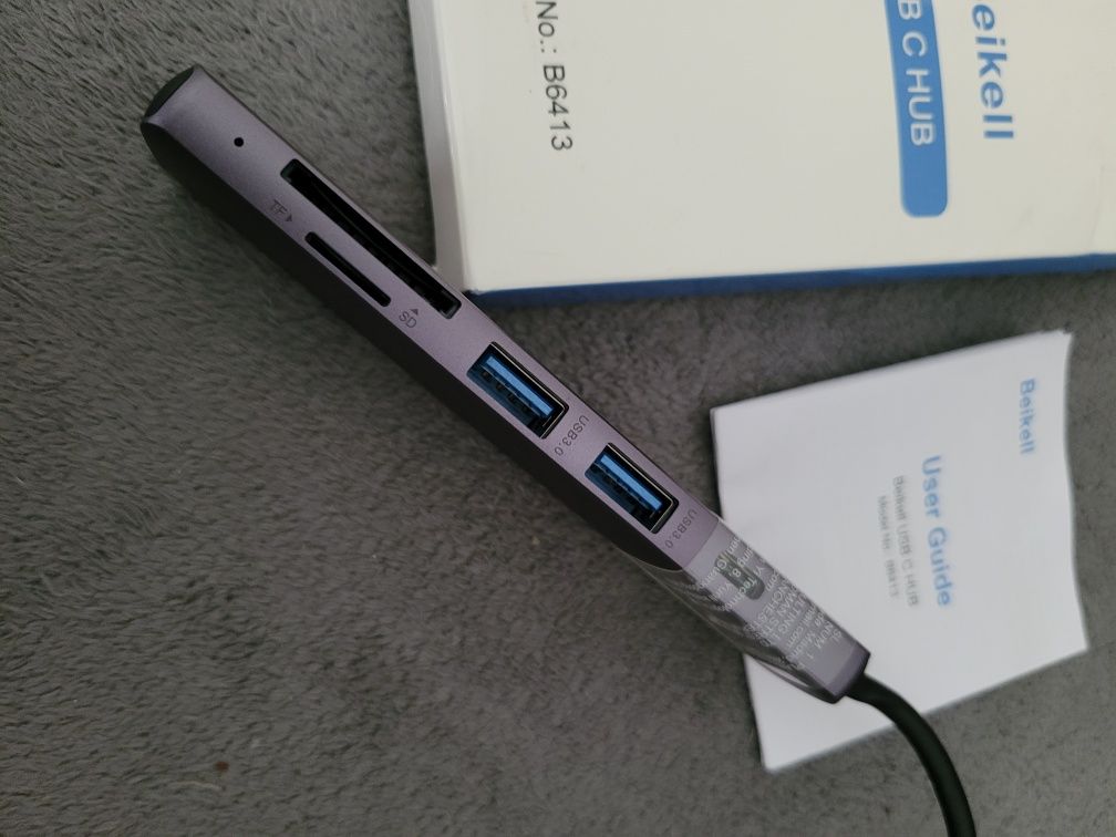 USB C HUB 7w1 Adapter HDMI Czytnik kart